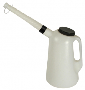 Polythene oil measure  with dust protection lid<br>and flexible spout   Type J-PE 2000   2 litre