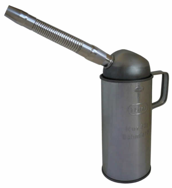 Tin plate oil measure &quot;graduated&quot;<br>with flexible spout   Type FMF-T 1000   1 litre